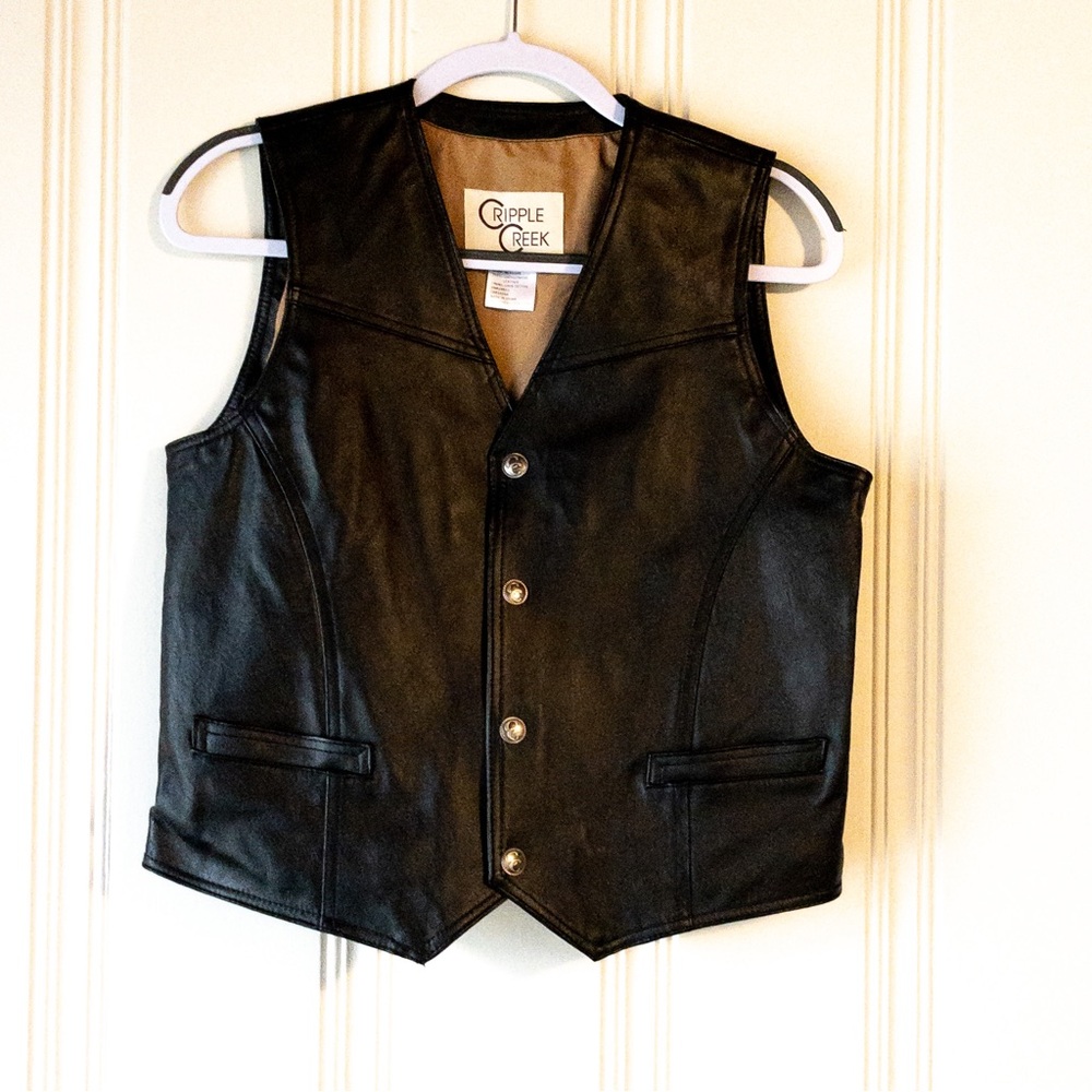 Cripple Creek Black 100% Genuine Leather Men’s Vest XL